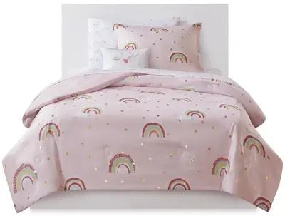 Belen Kox Alicia Rainbow with Metallic Printed Stars Complete Bed and Sheet Set, Belen Kox