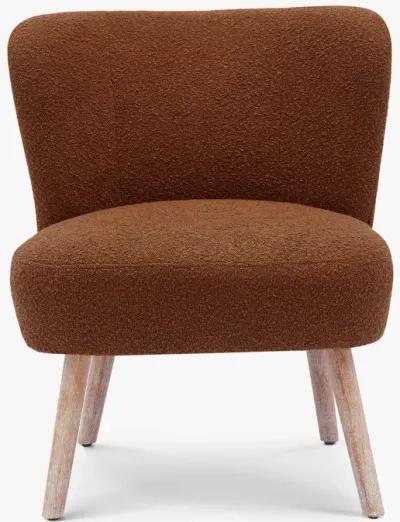 WestinTrends Genevieve Mid-Century Boucle Accent Chair with Ottoman Foot Stool Set