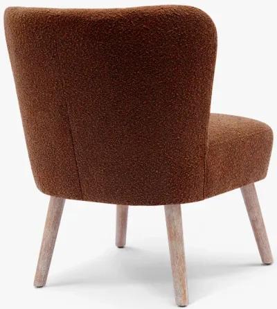 WestinTrends Genevieve Mid-Century Boucle Accent Chair with Ottoman Foot Stool Set