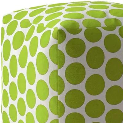 Homezia 17" Green And White Polka Dots Pouf Ottoman