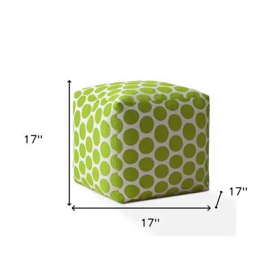 Homezia 17" Green And White Polka Dots Pouf Ottoman