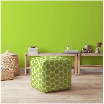 Homezia 17" Green And White Polka Dots Pouf Ottoman