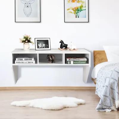 Wall Mounted Floating Computer Table Desk Home Office Storage Shelf White