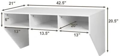 Wall Mounted Floating Computer Table Desk Home Office Storage Shelf White