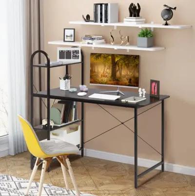 Reversible Computer Desk Study Workstation Home Office 4-tier Bookshelf-Brown