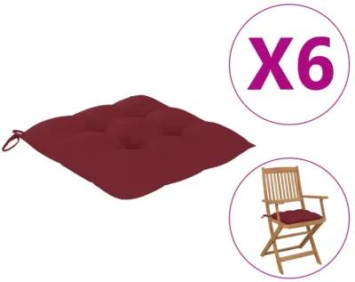 vidaXL Chair Cushions 6 pcs Wine Red 15.7"x15.7"x2.8" Fabric