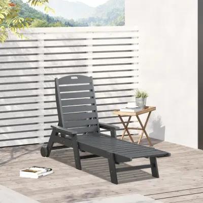 Light Gray Patio Recliner: Adjustable Chaise Lounge Chair with Wheels