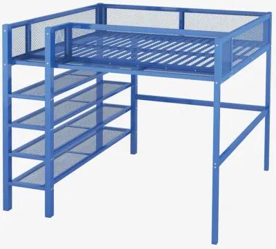 Merax Metal Loft Bed with Storage Shelves