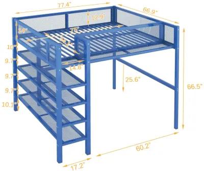 Merax Metal Loft Bed with Storage Shelves