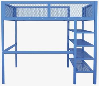 Merax Metal Loft Bed with Storage Shelves