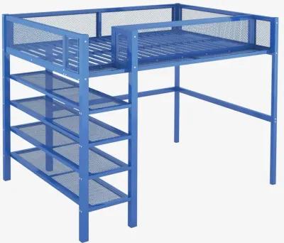 Merax Metal Loft Bed with Storage Shelves