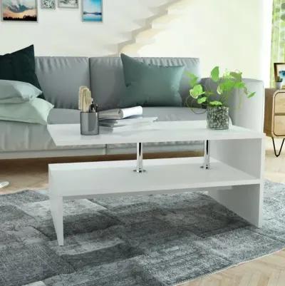 vidaXL Coffee Table Chipboard 35.4"x23.2"x16.5" White, 244854