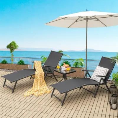 Hivvago 2 Pieces Foldable Chaise Lounge Chair with 2-Position Footrest