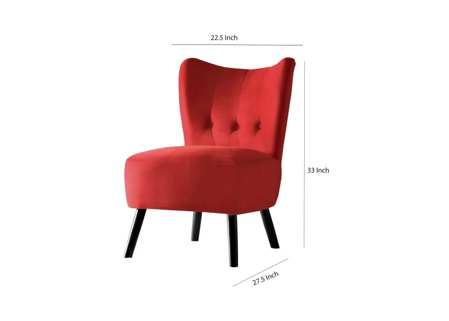 Upholstered Armless Accent Chair with Flared Back and Button Tufting, Red-Benzara