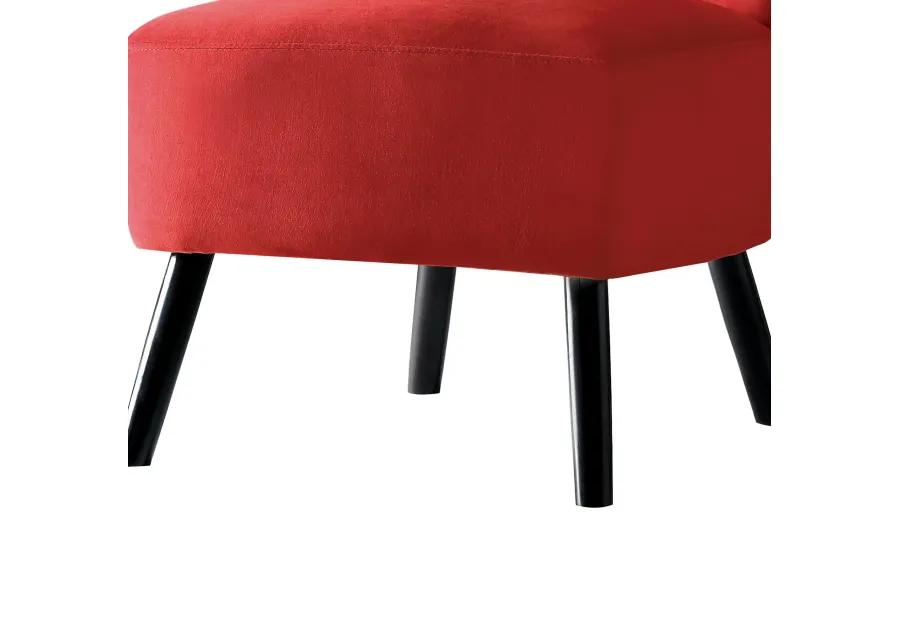 Upholstered Armless Accent Chair with Flared Back and Button Tufting, Red-Benzara