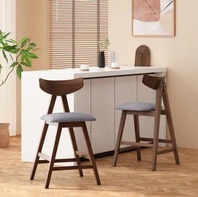 Mid-Century Mod Counter Stools Retro Splayed Legs, Upholstered Comfort