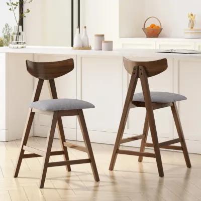 Mid-Century Mod Counter Stools Retro Splayed Legs, Upholstered Comfort