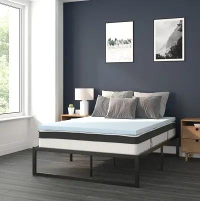 Leo 14 Inch Metal Platform Bed Frame with 10 Inch Pocket Spring Mattress in a Box and 2 Inch Cool Gel Memory Foam Topper - Full