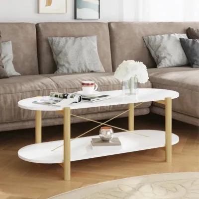 vidaXL Scandinavian Style Coffee Table in White - Sturdy Engineered Wood Construction with Smooth Finish & Ample Storage - Assembly Required