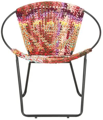 vidaXL Circle Chair Multicolors Chindi Fabric