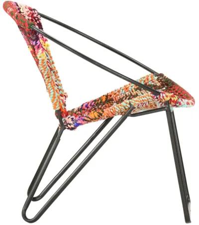 vidaXL Circle Chair Multicolors Chindi Fabric