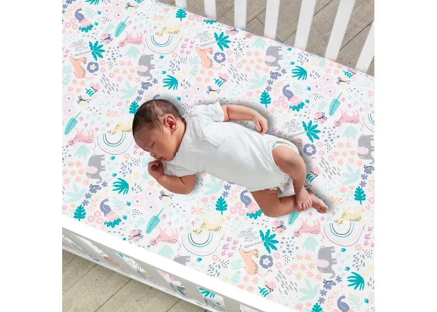 Bedtime Originals Rainbow Jungle 5-Piece Nursery Baby Crib Bedding Set