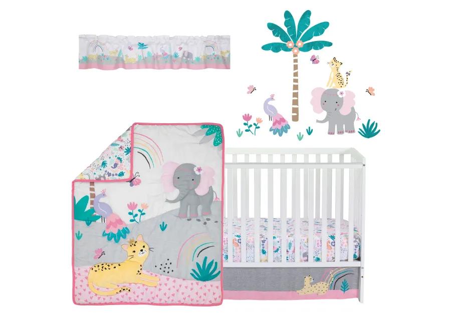 Bedtime Originals Rainbow Jungle 5-Piece Nursery Baby Crib Bedding Set