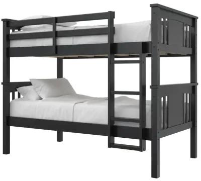 DHP Oakview Twin Over Twin Wooden Bunk Bed with Ladder and Safety Railings