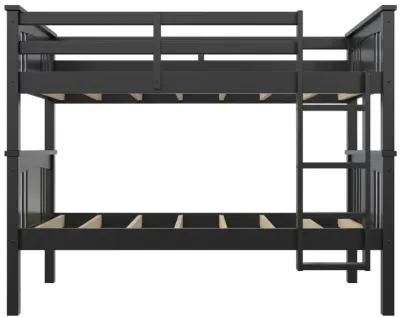 DHP Oakview Twin Over Twin Wooden Bunk Bed with Ladder and Safety Railings