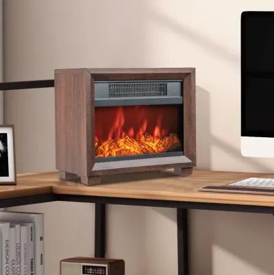 Mini Wooden Space Tabletop Fireplace with Realistic Flame Effect