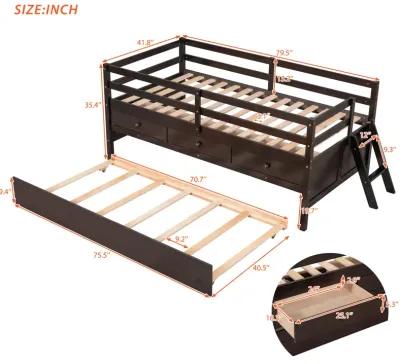 Merax Low Loft Bed with Full Safety Fence