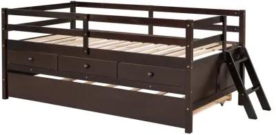 Merax Low Loft Bed with Full Safety Fence