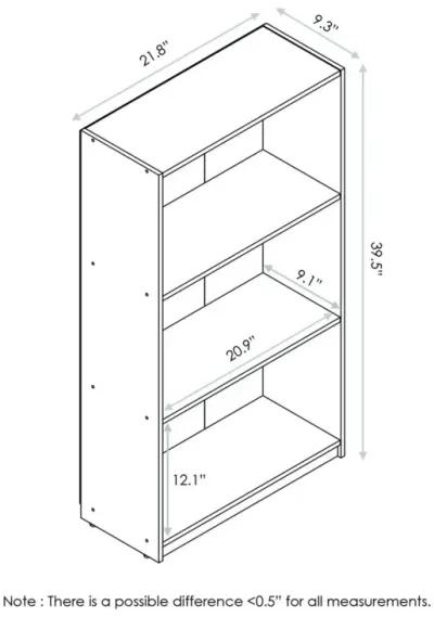 FURINNO Basic 3-Tier Bookcase Storage Shelves, Light Blue