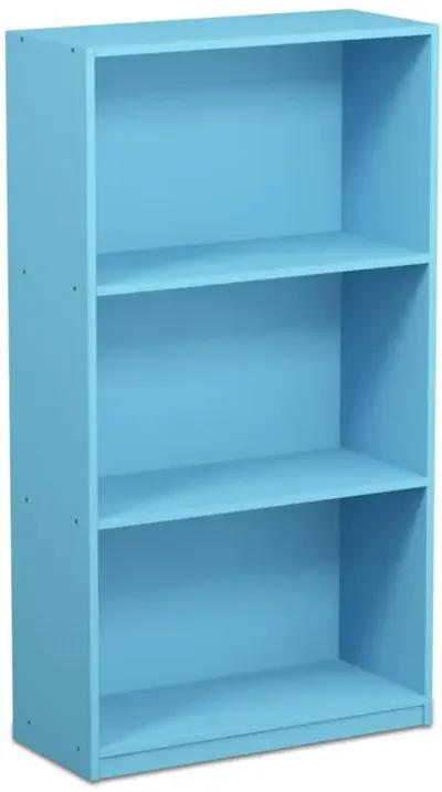 FURINNO Basic 3-Tier Bookcase Storage Shelves, Light Blue