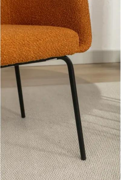 Set Of 1 Boucle Fabric Dining Chair With Black Metal Legs, Ginger