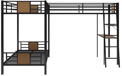 Merax  L-Shaped Bunk Bed Loft Bed with Desk and Shelf