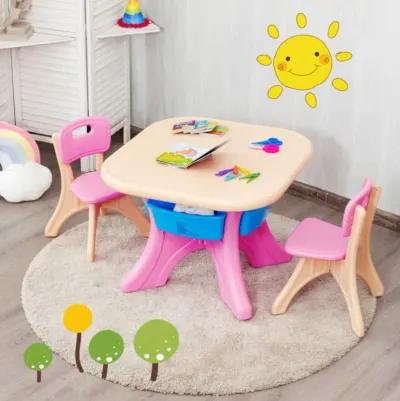 Hivvago In/Outdoor 3-Piece Plastic Children Play Table & Chair Set