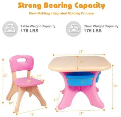 Hivvago In/Outdoor 3-Piece Plastic Children Play Table & Chair Set