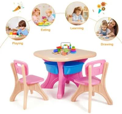 Hivvago In/Outdoor 3-Piece Plastic Children Play Table & Chair Set