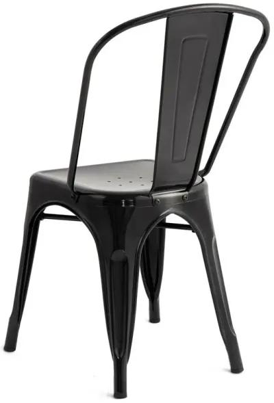 Hivvago Set of 4 Indoor Outdoor Black Metal Stacking Bistro Dining Chairs