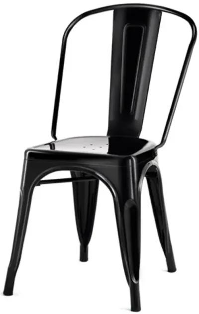 Hivvago Set of 4 Indoor Outdoor Black Metal Stacking Bistro Dining Chairs