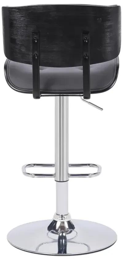 Brooklyn Adjustable Swivel Black Faux Leather and Black Wood Stool with Black Base