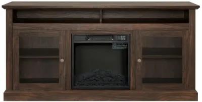 Modern TV Media Stand with 18" Fireplace Insert, 60" Wx15.75" Dx29"