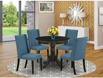 Dining Room Set Wirebrushed Black, ANFL5-ABK-21