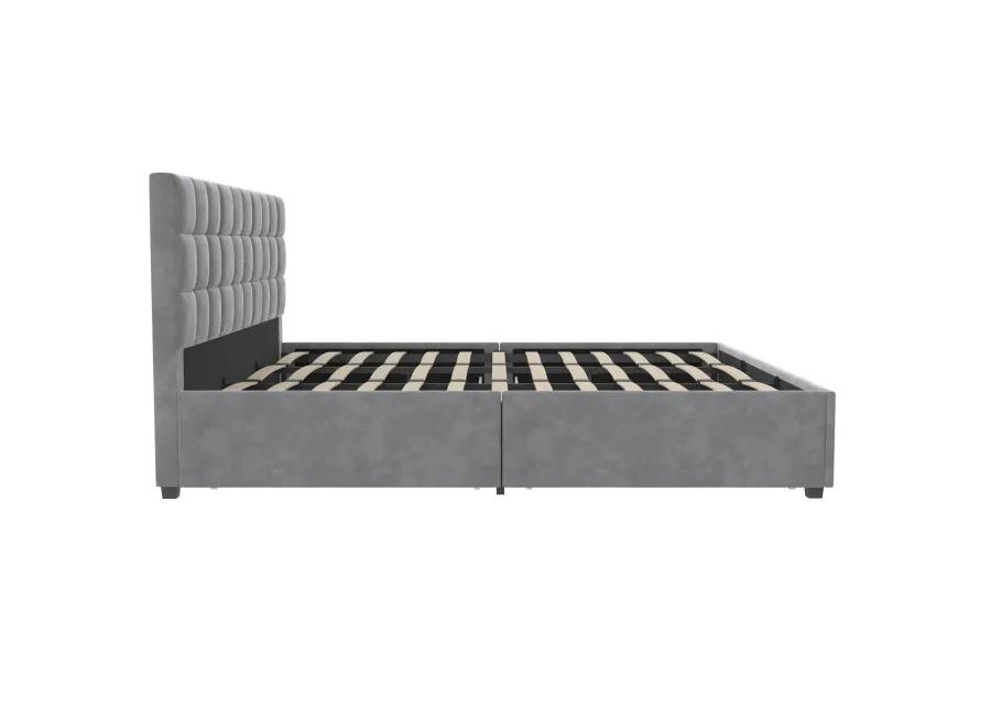 CosmoLiving Serena Upholstered Bed with Drawers, Bedroom Storage