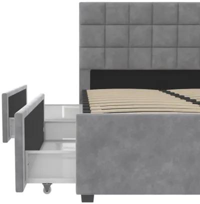 CosmoLiving Serena Upholstered Bed with Drawers, Bedroom Storage