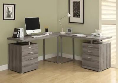 Monarch Specialties Computer Desk, Home Office, Laptop, Left, Right Set-Up, Storage Drawers, 48"L, Work, Metal, Laminate, Brown, Grey, Contemporary, Modern