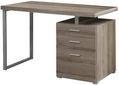 Monarch Specialties Computer Desk, Home Office, Laptop, Left, Right Set-Up, Storage Drawers, 48"L, Work, Metal, Laminate, Brown, Grey, Contemporary, Modern