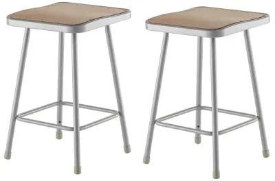 NPS® 24" Heavy Duty Square Seat Steel Stool, Grey