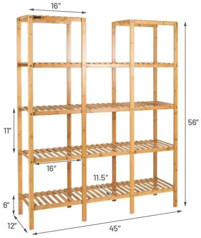 Multifunctional Bamboo Shelf Flower Plant Display Stand